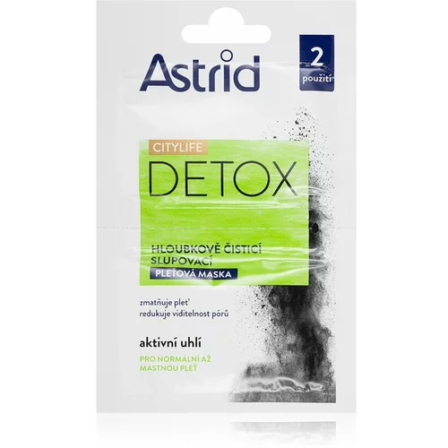 Astrid CITYLIFE Detox čistilna maska z aktivnim ogljem 2x8 ml