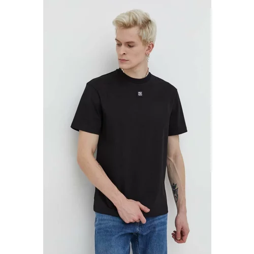 Hugo Pamučna majica za muškarce, boja: crna, bez uzorka