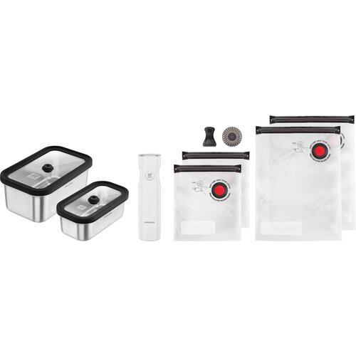 Zwilling Fresh&amp;amp;Save Vacuum Starter Set, 9pc Stainless Steel Slike