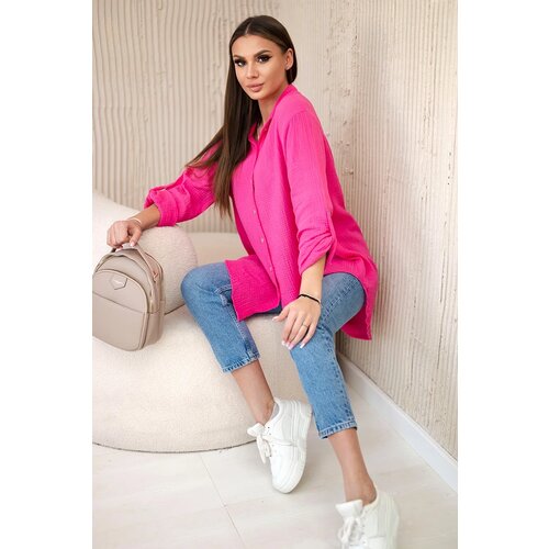 Kesi Włoski Cotton muslin shirt oversize pink Slike