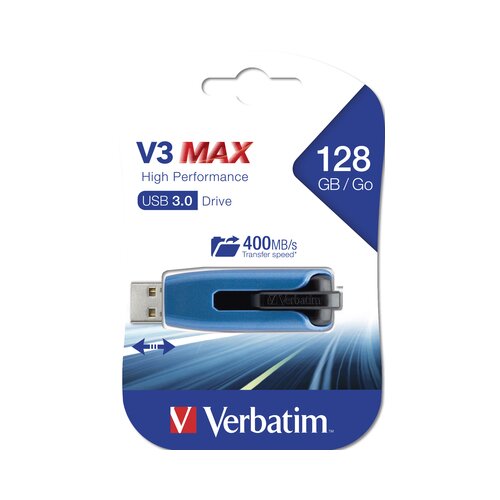Verbatim USB memorija, 128GB, USB 3.0, 175/80 MB/sec, &amp;quot;V3 MAX&amp;quot;, plava-vrvena Slike