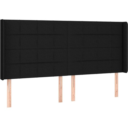  Uzglavlje s u&amp;scaron;ima crno 163x16x118/128 cm od tkanine Slike