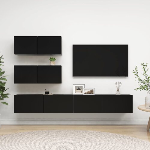  4-dijelni set TV ormarića od iverice crni Slike