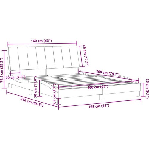 VidaXL okvir za krevet s uzglavljem tamnosivi 160x200 cm bar&amp;scaron;unasti Slike