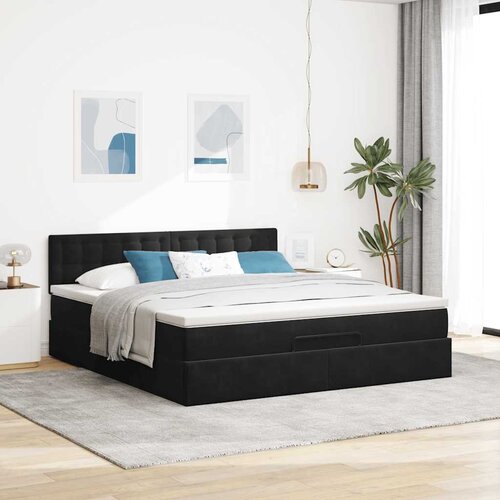  Otomanski krevet s madracem i LED crni 180x200cm bar&amp;scaron;unasti Slike