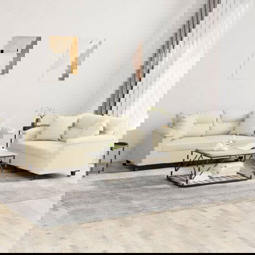 vidaXL Sedežna garnitura z vzglavniki 2-delna krem umetno usnje Cene