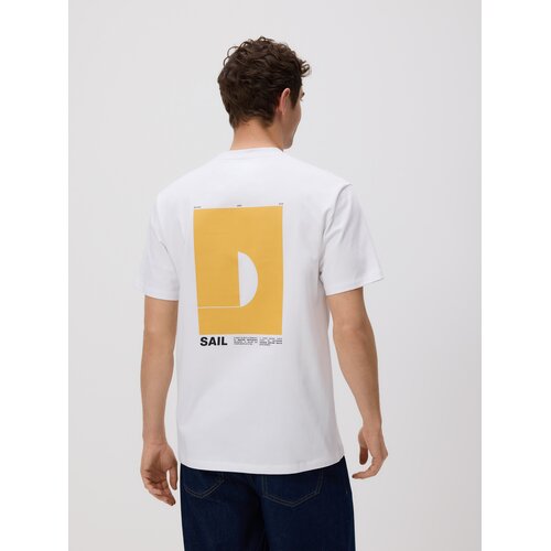 Reserved Majica comfort s printom na leđima - bijela Cene