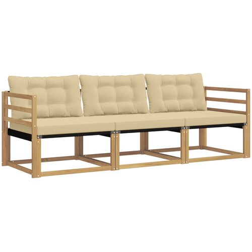  Set vanjskih sofa s jastukom 3 pcs Bijela i bež Slike