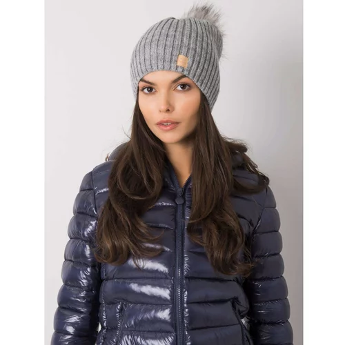 Fashion Hunters Gray hat with pompoms
