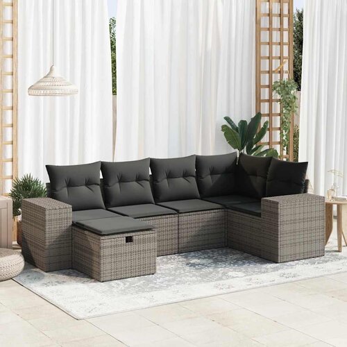 vidaXL 6-dijelni set vrtnih sofa od poliratana s jastucima sivi Cijene