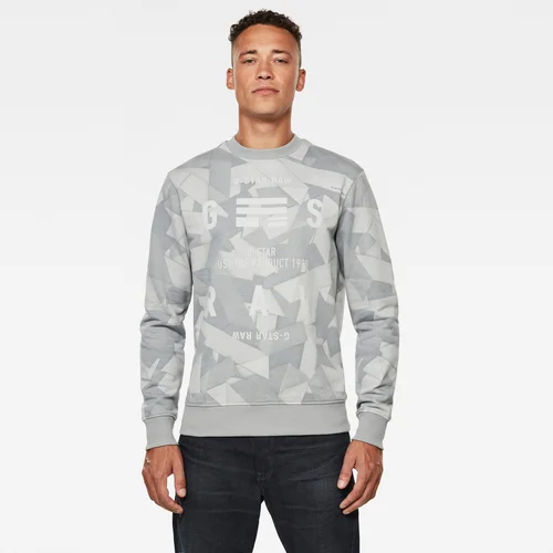 G-star Sweatshirt - Tape AOP r sw l\s grey