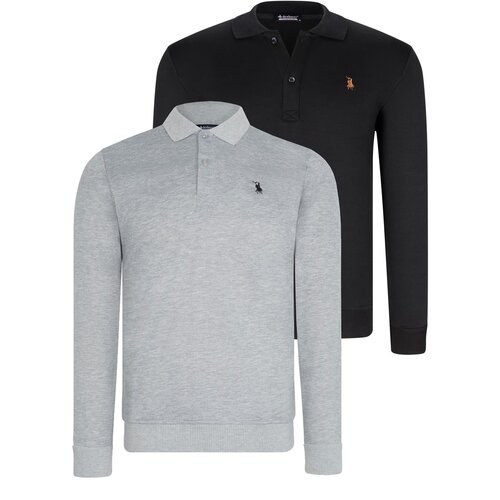 Dewberry DOUBLE SET V4007 MEN'S SWEATSHIRT-BLACK-GREY Cijene