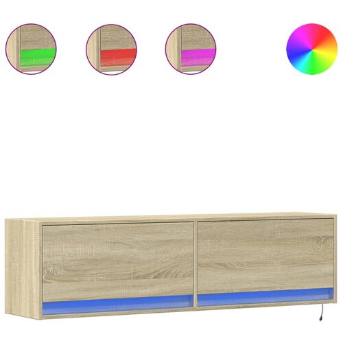 Maison Chic Stenska TV omarica - TV stojalo - Televizijska omarica z LED lučkami sonoma hrast 140x31x38 cm, (21701162) Cene