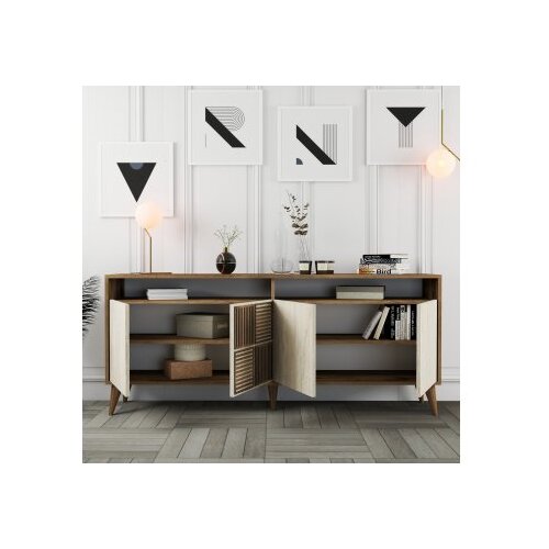 Hanah home milan - walnut, travertine walnuttravertine console Slike