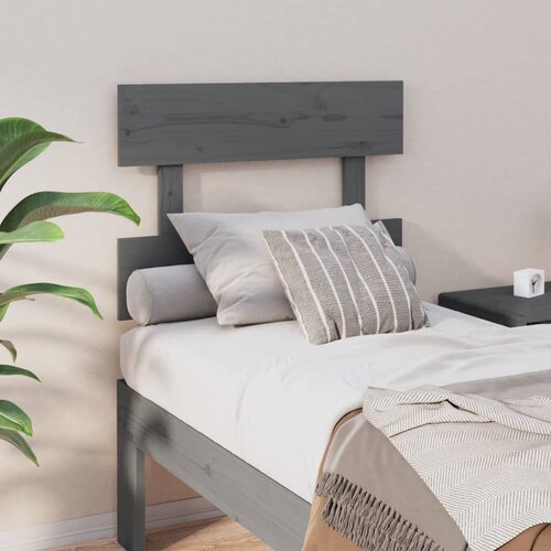 VidaXL Uzglavlje za krevet sivo 93,5 x 3 x 81 cm od masivne borovine Slike