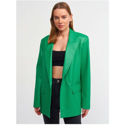 Dilvin 6939 Faux Leather Jacket-green Slike