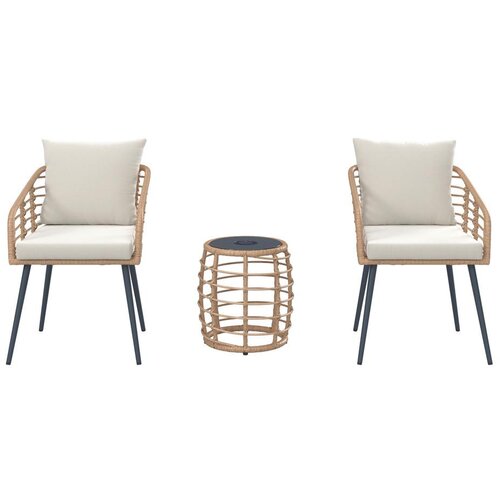 Modern Living set za balkon leni, črna, naravna, bež, 3-Delno Slike