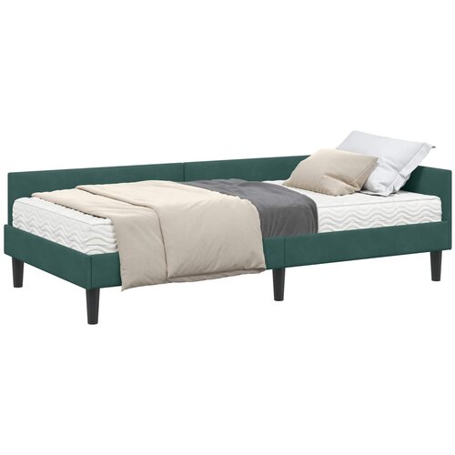 vidaXL Kotni okvir postelje z matrico Drugo 2 pcs Zelena Žamet, (5000123819) Cene