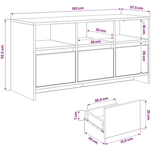  TV komoda 102 x 37,5 x 52,5 cm Crni hrast Konstruirano drvo Slike