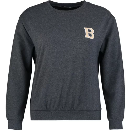 Trendyol Curve Anthracite Letter Detailed Knitted Sweatshirt
