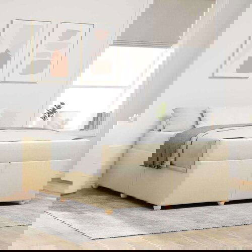  Konstrukcija postelje z vzmetnico krema 140 x 200 cm blago Cene
