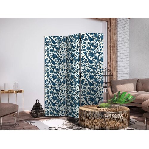  Paravan - Rose Vines - Monochromatic Blue Birds Resting Among Roses 135x172 Cijene
