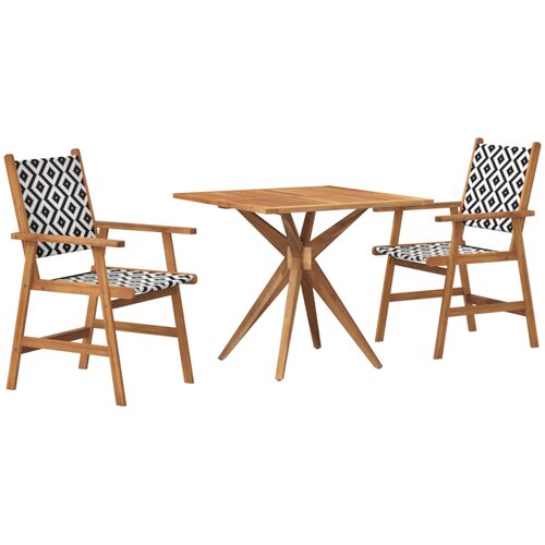  3-dijelni vrtni blagovaonski set od masivnog bagremovog drva Smeđa 85 x 85 x 75 cm Slike