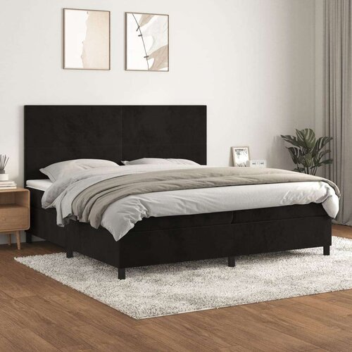  Box spring postelja z vzmetnico črna 200x200 cm žamet, (20788927) Slike