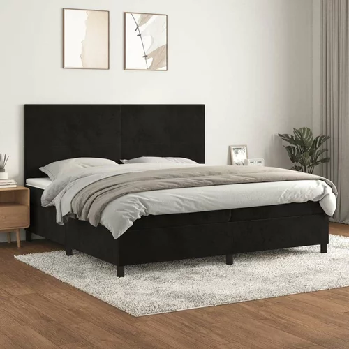  Box spring postelja z vzmetnico črna 200x200 cm žamet, (20788927)