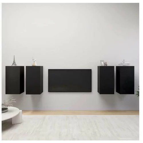  TV omarice 4 kosi črne 30,5x30x60 cm iverna plošča