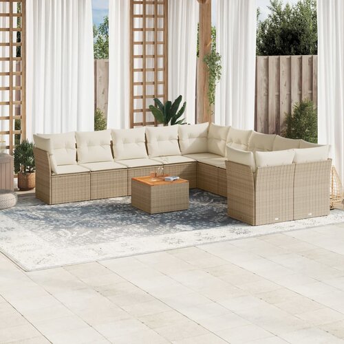 vidaXL 11-dijelni set vrtnih sofa od poliratana s jastucima bež Cijene