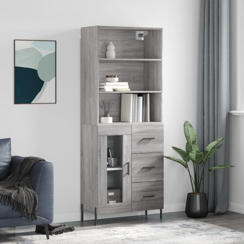 vidaXL Visoka komoda siva sonome 69 5x34x180 cm od konstruiranog drva Cijene