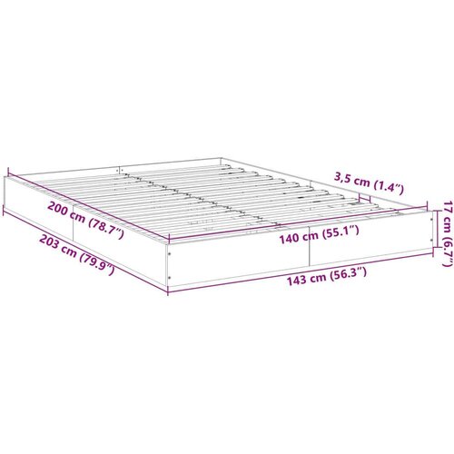VidaXL Okvir za krevet boja hrasta 140 x 200 cm konstruirano drvo Slike