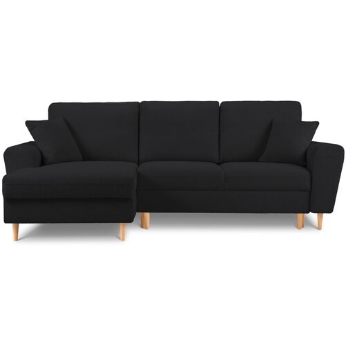 Cosmopolitan Design Crna sklopiva/s prostorom za odlaganje kutna garnitura od boucl&amp;eacute; tkanine (s lijevim kutom/s ležaljkom) Kyoto &amp;ndash; Slike
