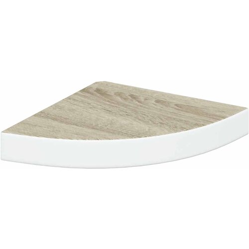  Kutne zidne police 2 kom boja hrasta i bijele 25x25x3,8 cm MDF Slike