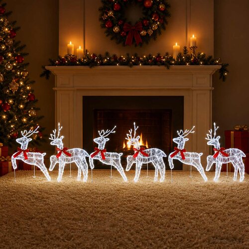  Božićni irvas 6 kom. 80 LED lampica Hladno bijela Cene