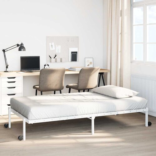 VidaXL posteljni okvir brez vzmetnice zložljiv beli 100x200 cm jeklo Slike