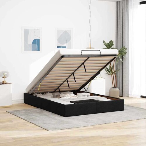 vidaXL Otomanski posteljni okvir brez vzmetnice črn 140x190 cm blago Cene