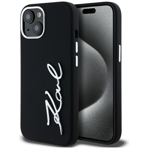 Karl Lagerfeld OVITEK ZA IPHONE 15 S SILIKONSKIM IN KOVINSKIM LOGOTIPOM, (5000010670) Cene