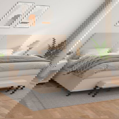 VidaXL Krevet s oprugama i madrac cappuccino 160x200cm od umjetne kože Slike