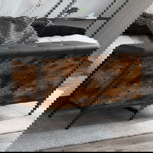  The Living Store Klop za shranjevanje dimljen hrast 82x42x45 cm inženirski les - Klop Za Shranjevanje, (21453434) Cene