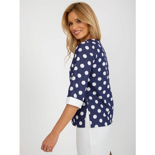 Fashion Hunters Dark blue polka dot blouse with 3/4 sleeves Slike