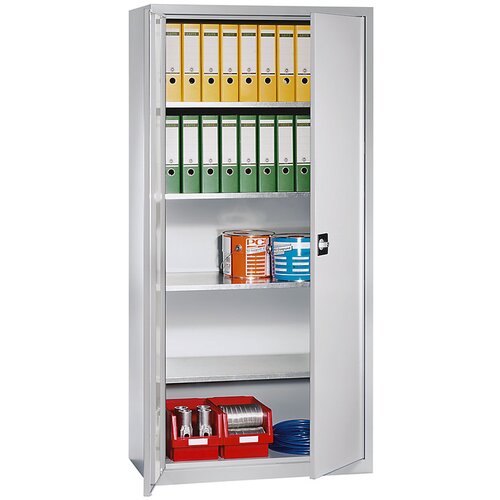eurokraft pro Omara s krilnimi vrati iz jeklene pločevine, VxŠxG 1950 x 950 x 500 mm, 4 police, svetlo siva RAL 7035 Cene