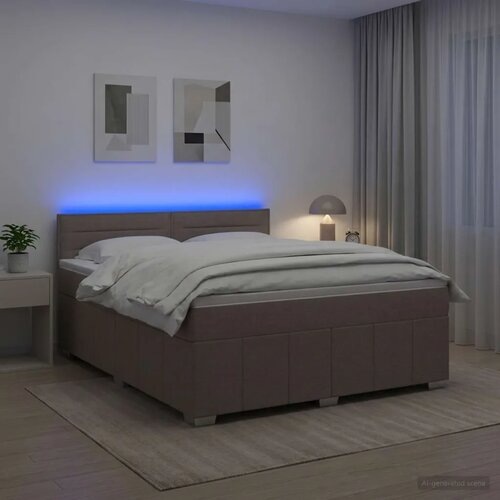  Boxspring krevet s madracem Sivosmeđa 160 x 200 cm Tkanina - Sivosmeđa 160 x 200 cm Dizajn linija Slike