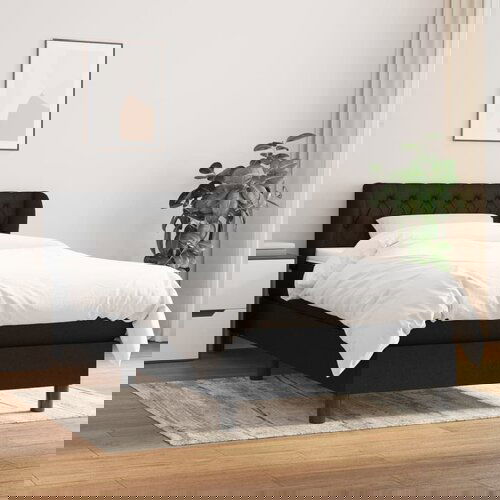 VidaXL Krevet s oprugama i madracem crni 100 x 200 cm od tkanine Slike