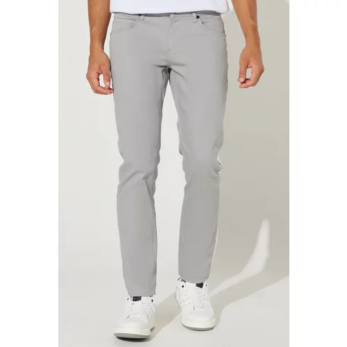 AC&Co / Altınyıldız Classics Men's Gray 360 Degree Stretchy All Directions Slim Fit Slim Fit Diagonal Pattern Trousers.