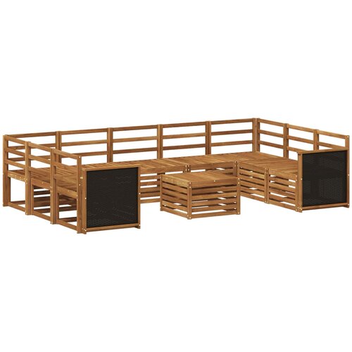  Set vanjskih sofa 10 kom. Prirodna Čvrsto drvo akacije Slike