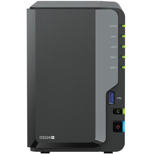 Synology DS224+,Tower, 2-bays 3.5'' SATA HDD/SSD, CPU Intel Celeron J4125 4-core (4-thread) 2.0 GHz, burst up to 2.7 GHz; 2GB DDR4 (expandable up to 6 GB) ; 2 x RJ-45 1GbE LAN Ports; 2x USB 3.2 Gen 1; 1.3 kg; 2yr warranty DS224PLUS Cene
