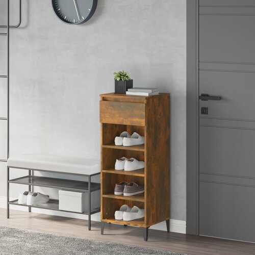 The Living Store Stojalo za čevlje dimljen hrast 40x36x105 cm inženirski les - Regal Za Čevlje, (21485844) Slike