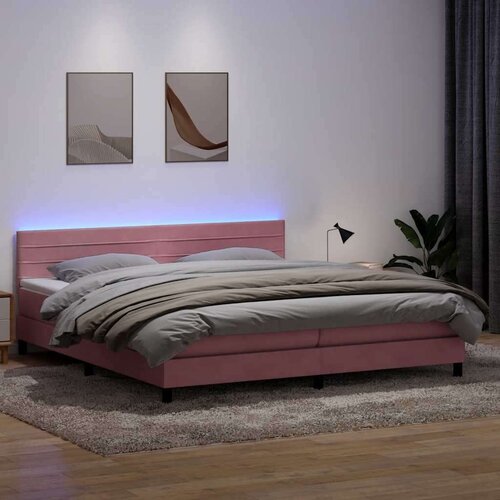 Box spring postelja z vzmetnico roza 180x210 cm žamet, (21791755) Cene